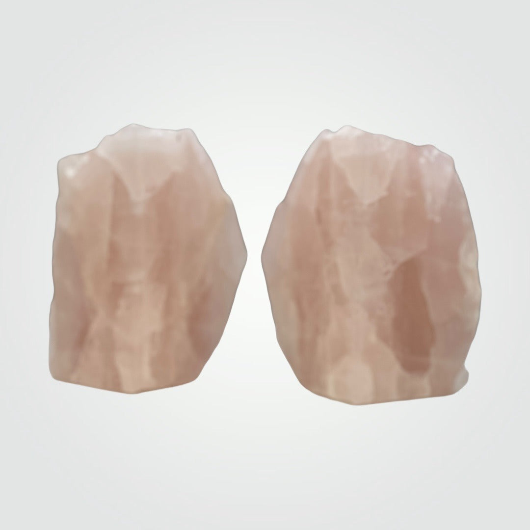 Pink Crystal Bookends, Rose Quartz w/ Natural Characteristics, Book Lover Gift, Mindful Love Gift, Weighs Over 5+ lbs. (AN)