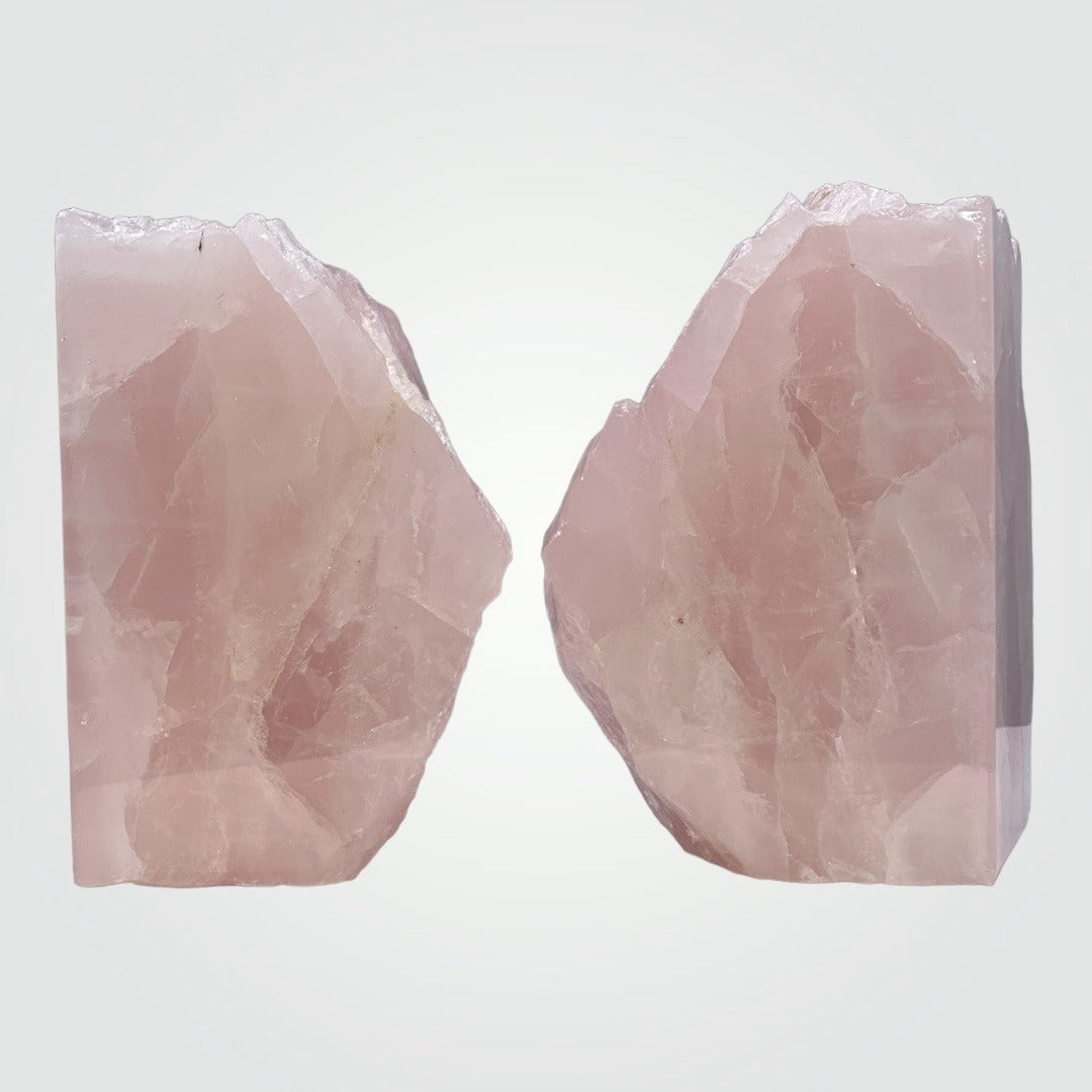 Pink Crystal Bookends, Rose Quartz w/ Natural Characteristics, Book Lover Gift, Mindful Love Gift, Weighs Over 5+ lbs. (AN)