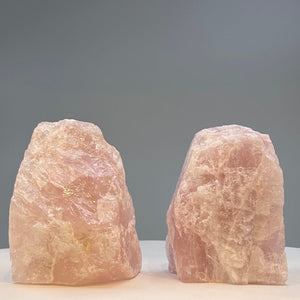 Pink Rose Quartz Crystal Bookends, Natural Characteristics for Unique Bookshelf Décor  w/ Meaning Card, Perfect Book Lover Gift (6+ lbs.) AI