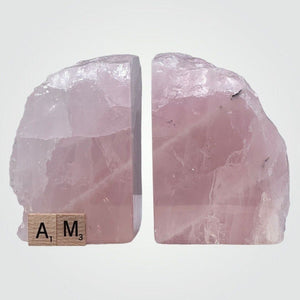 Crystal Bookends, Rose Quartz w/ Natural Characteristics & Black Tourmaline Markings, Pink Crystal Bookends, 5+ lbs. (AM)