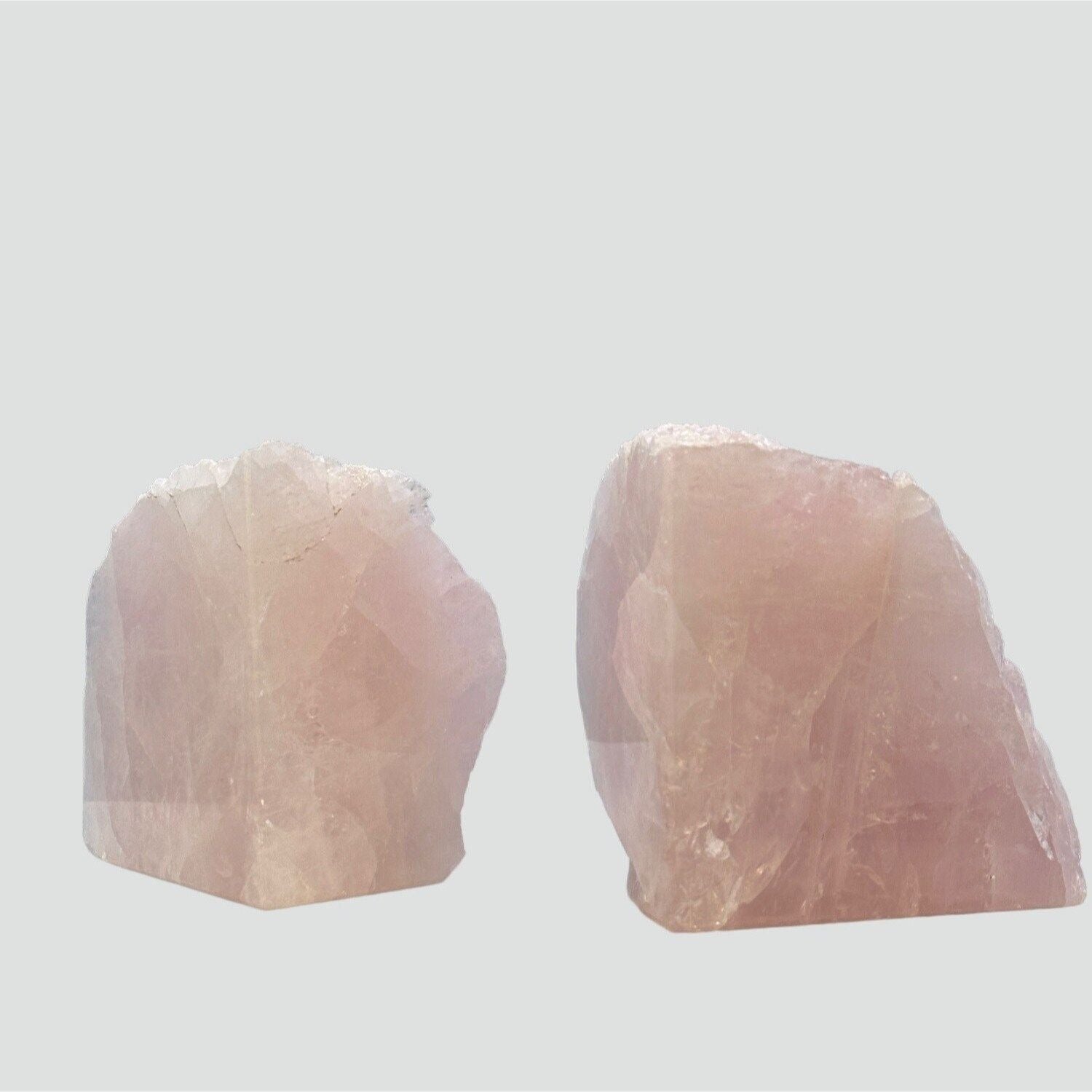 Crystal Bookends, Rose Quartz w/ Natural Characteristics, Pink Crystal Bookends (Weighs 4+ lbs.) AB