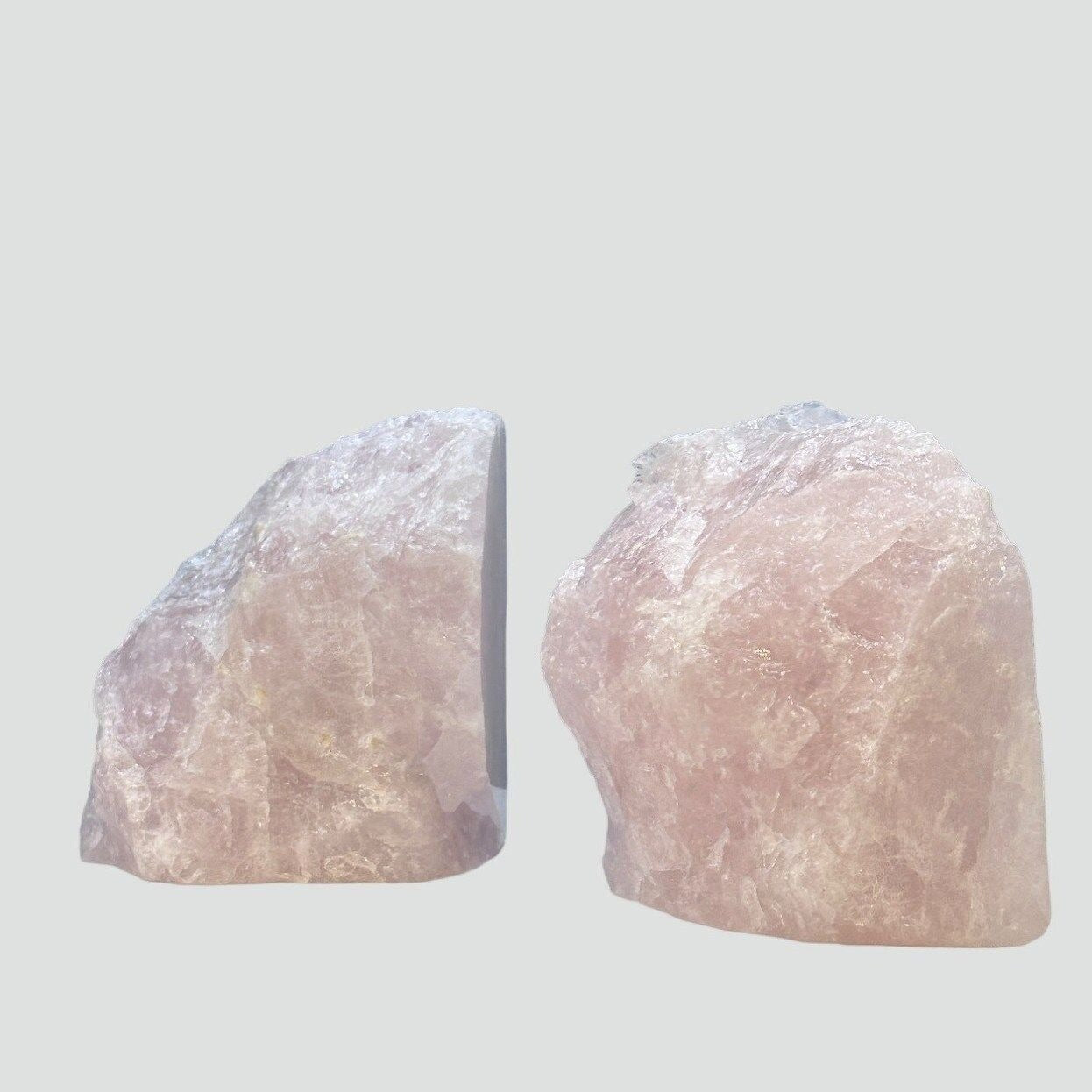 Crystal Bookends, Rose Quartz w/ Natural Characteristics, Pink Crystal Bookends (Weighs 4+ lbs.) AB