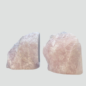 Crystal Bookends, Rose Quartz w/ Natural Characteristics, Pink Crystal Bookends (Weighs 4+ lbs.) AB