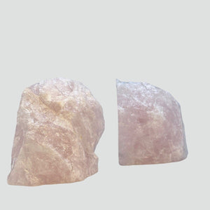 Crystal Bookends, Rose Quartz w/ Natural Characteristics, Pink Crystal Bookends (Weighs 4+ lbs.) AB