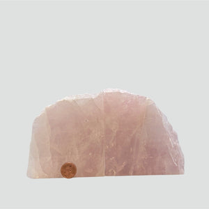 Crystal Bookends, Rose Quartz w/ Natural Characteristics, Pink Crystal Bookends (Weighs 4+ lbs.) AB