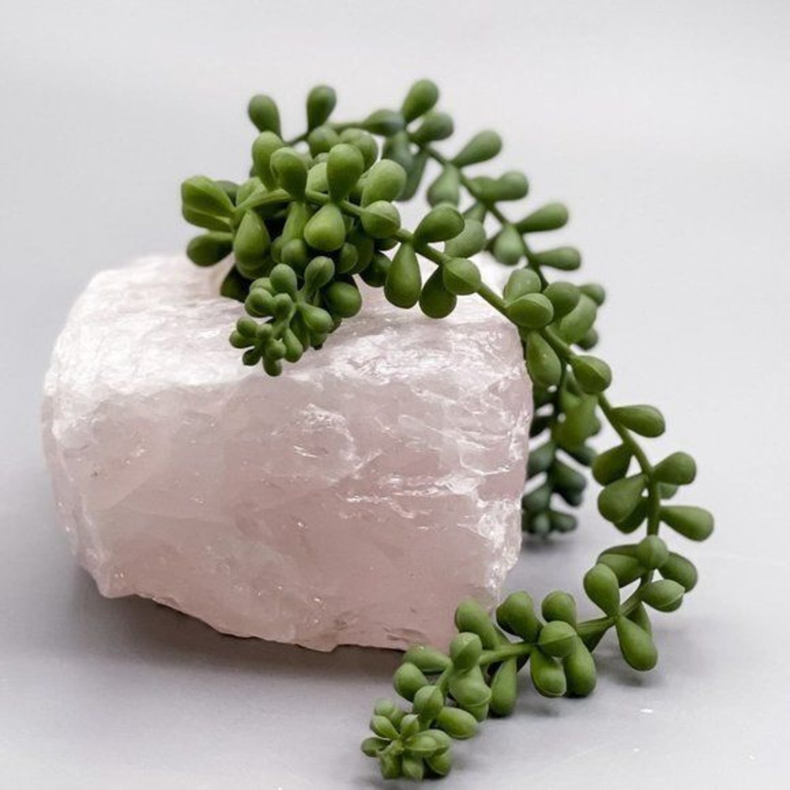 rose quartz air plant Crystal Candle Holder, Raw Rose Quartz, Stone Succulent Holder, Air-Pl – INTERIORS IN BALANCE