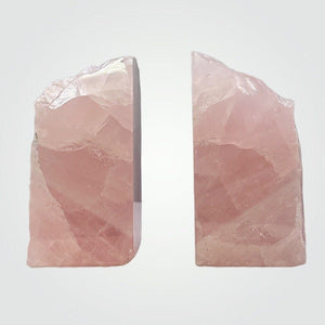 Crystal Bookends, Rose Quartz w/ Natural Characteristics & Black Tourmaline Markings, Weighs Over 5+ lbs. (AO)