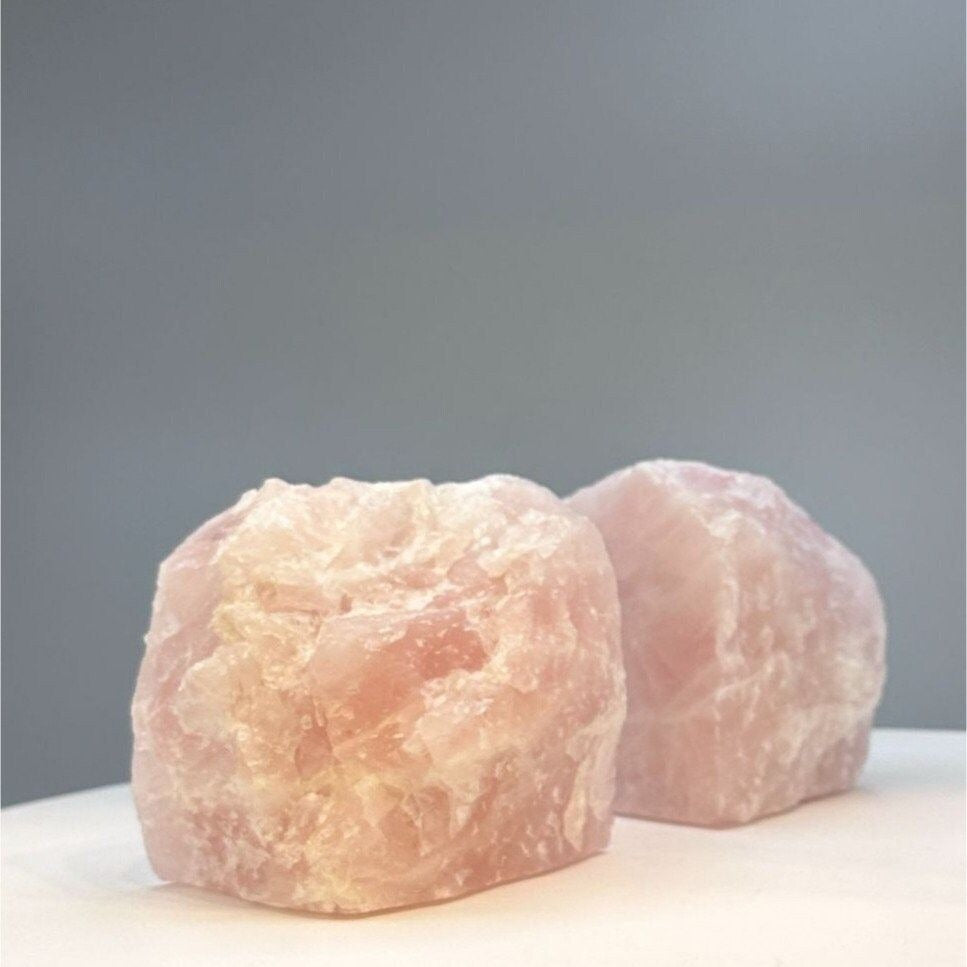 Natural Rose Quartz Bookends with Boho Chic Appeal w/ Natural Characteristics, Pink Crystal Bookends (5+ lbs.) AC