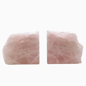 Pink Crystal Bookends, Flawless Natural Rose Quartz Bookends, Boho Luxe, Real Gem Book Ends, Unique, Heavy, Short Bookends, 6+ lbs (LS)