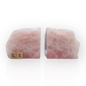 Pink Crystal Bookends, Flawless Natural Rose Quartz Bookends, Boho Luxe, Real Gem Book Ends, Unique, Heavy, Short Bookends, 6+ lbs (LS)