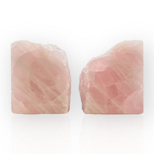 Pink Crystal Bookends, Flawless Natural Rose Quartz Bookends, Boho Luxe, Real Gem Book Ends, Unique, Heavy, Short Bookends, 6+ lbs (LS)