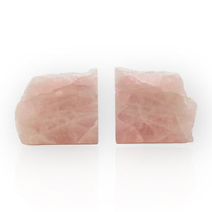 Pink Crystal Bookends, Flawless Natural Rose Quartz Bookends, Boho Luxe, Real Gem Book Ends, Unique, Heavy, Short Bookends, 6+ lbs (LS)