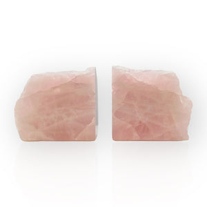 Pink Crystal Bookends, Flawless Natural Rose Quartz Bookends, Boho Luxe, Real Gem Book Ends, Unique, Heavy, Short Bookends, 6+ lbs (LS)