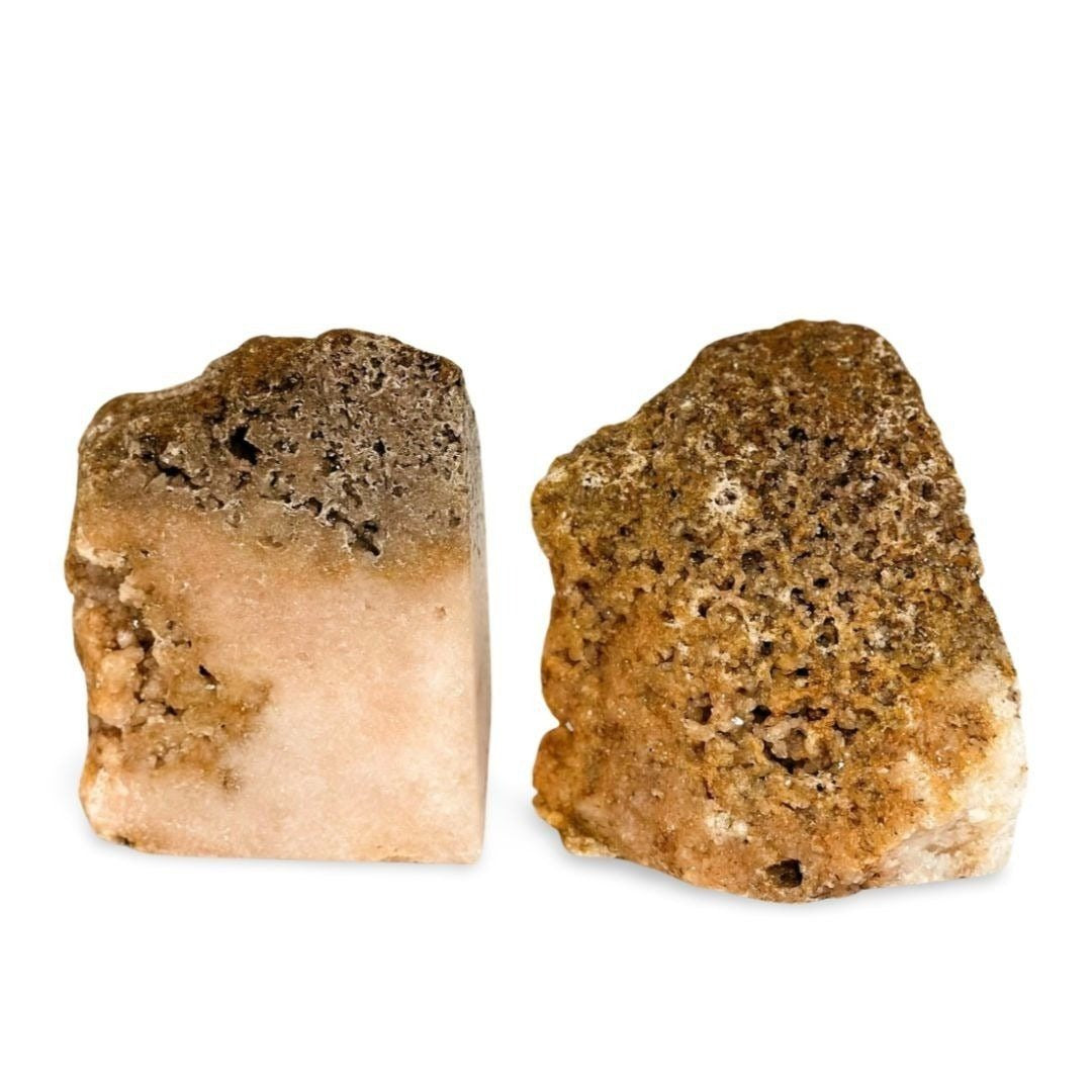 Pink Amethyst Bookends Natural Geode Book Ends Crystal Bookshelf Home Decor (AK)