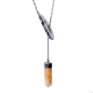 Agate Slice, Citrine Point Necklace