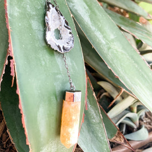 Agate Slice, Citrine Point Necklace