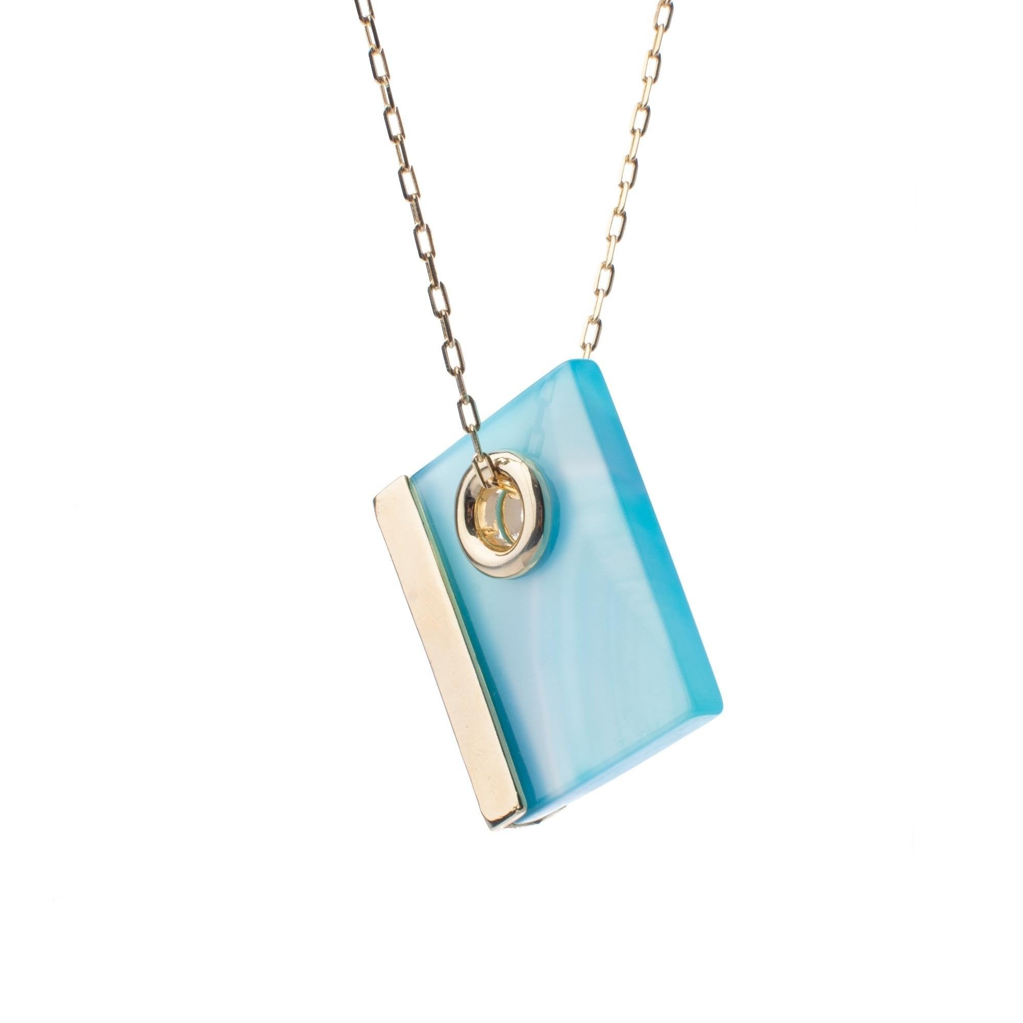 Agate Rectangle Necklace 30"