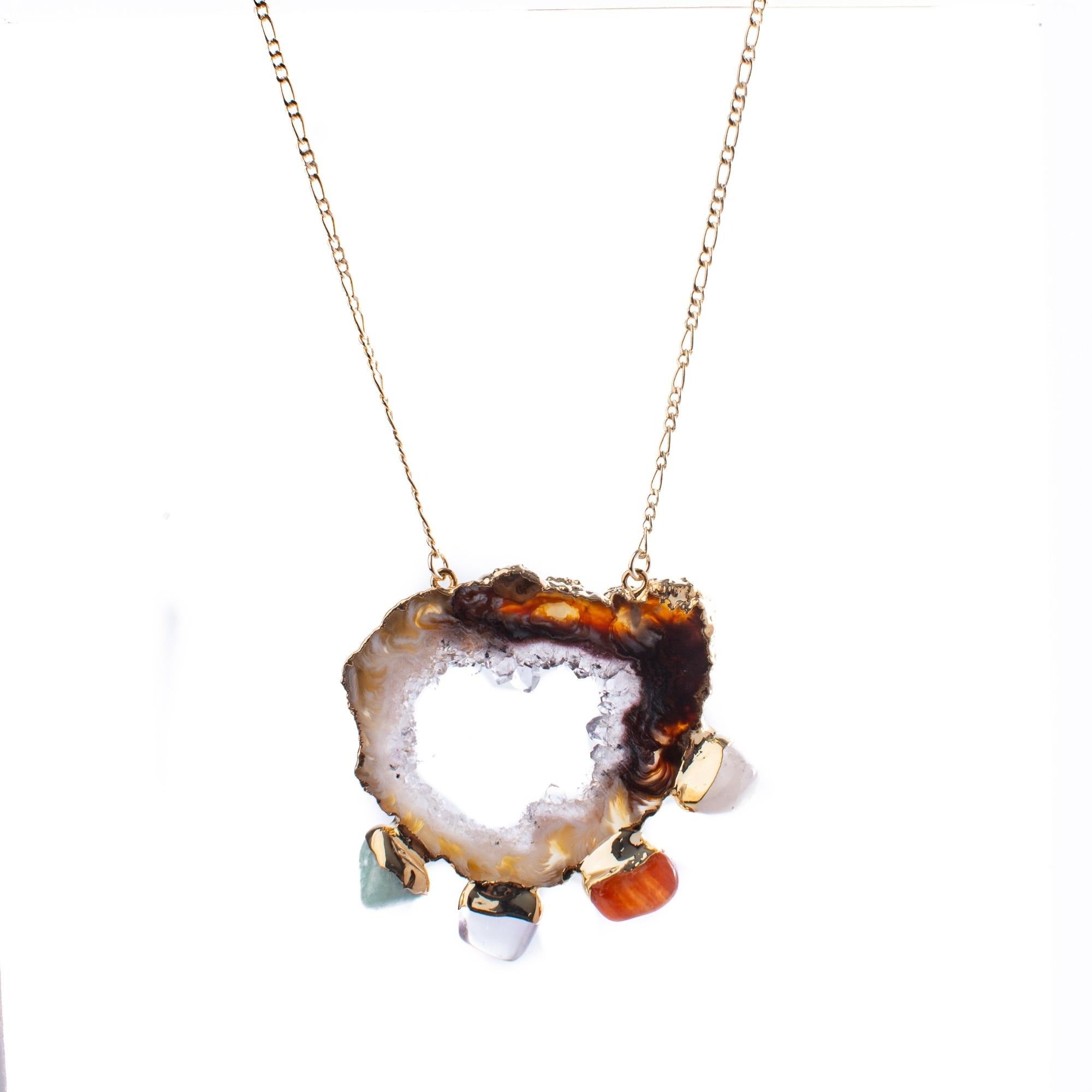 Agate Slice, Freeform Chakra Crystal Necklace