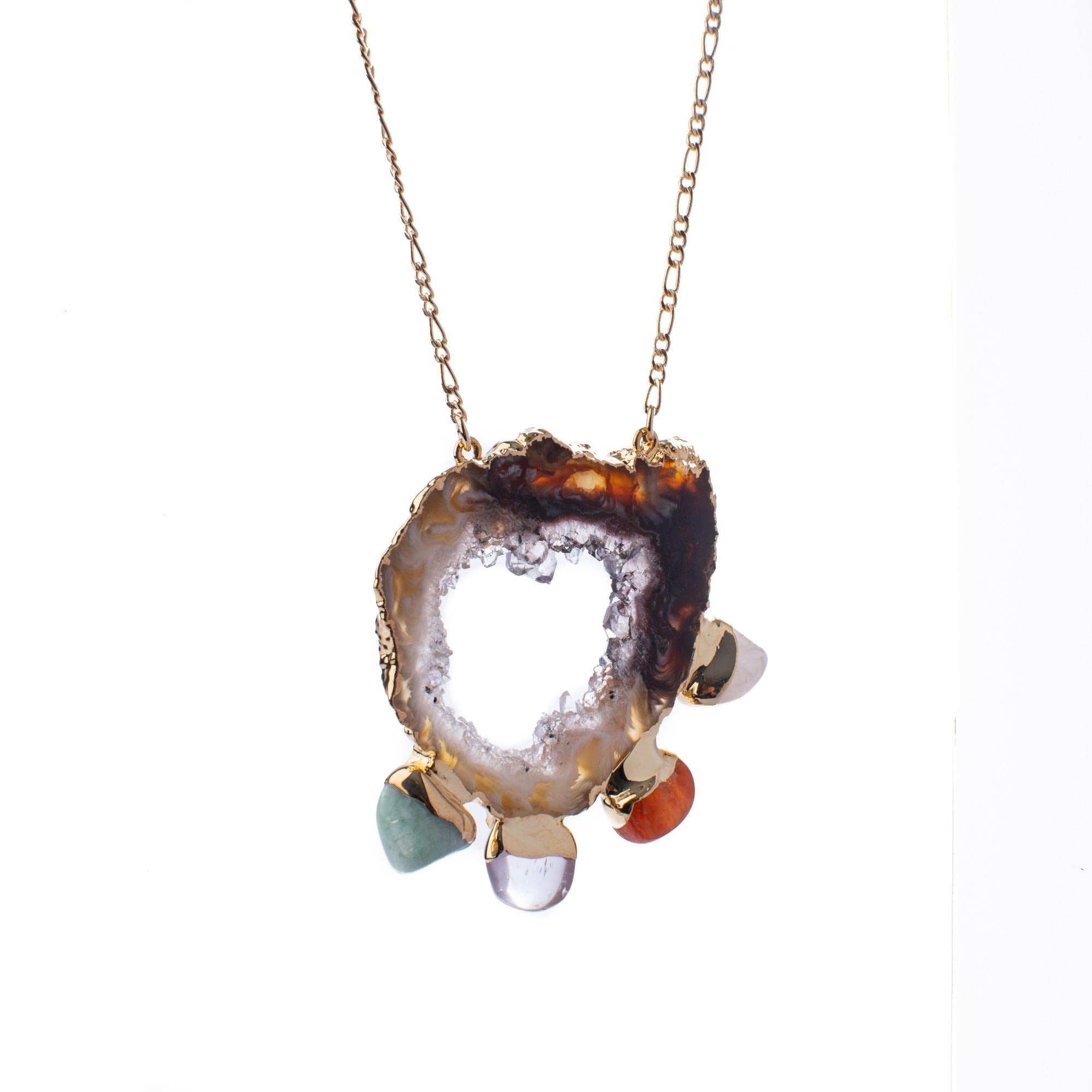 Agate Slice, Freeform Chakra Crystal Necklace