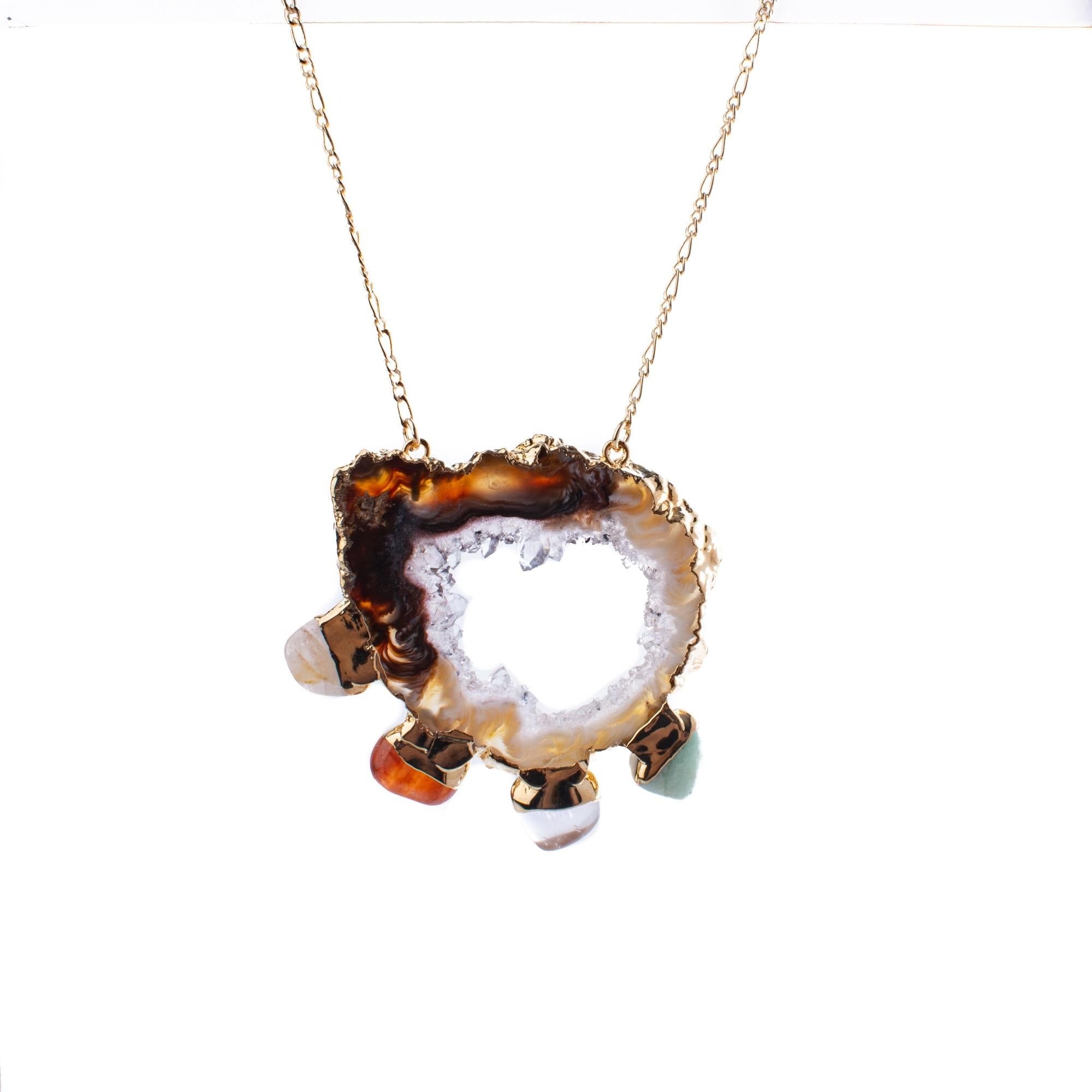 Agate Slice, Freeform Chakra Crystal Necklace