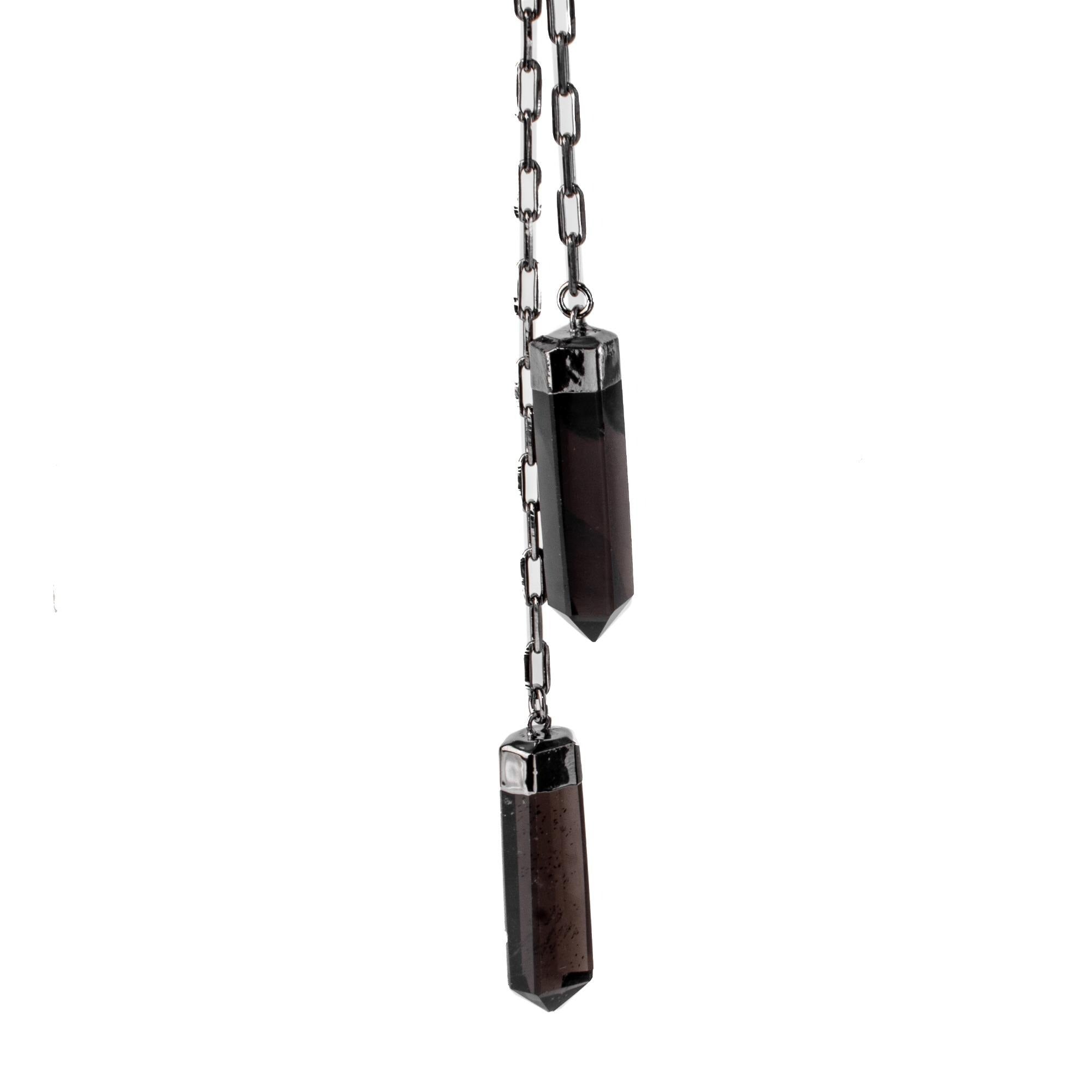 Double Point, Smoky Quartz Necklace