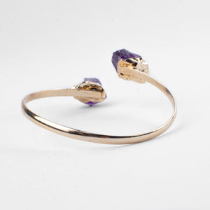 Amethyst Rough Crystal, Gold Bangle Bracelet