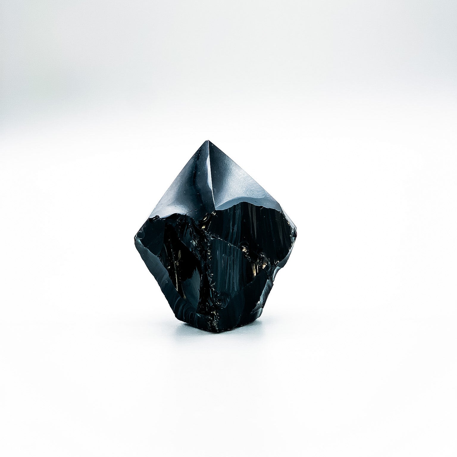 Black Obsidian Crystal Point, Generator Point, Rough Base, Polished Point