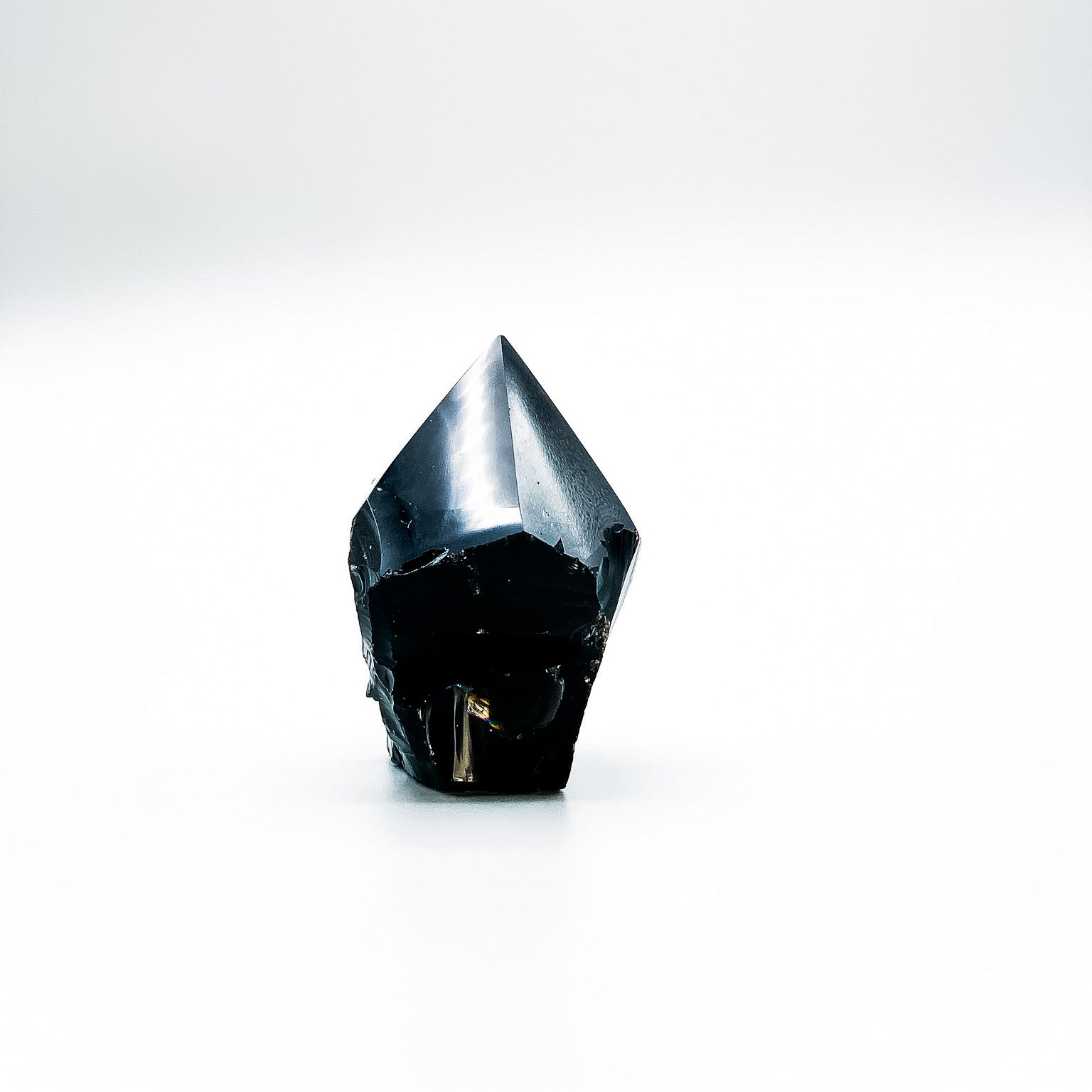 Black Obsidian Crystal Point, Generator Point, Rough Base, Polished Point