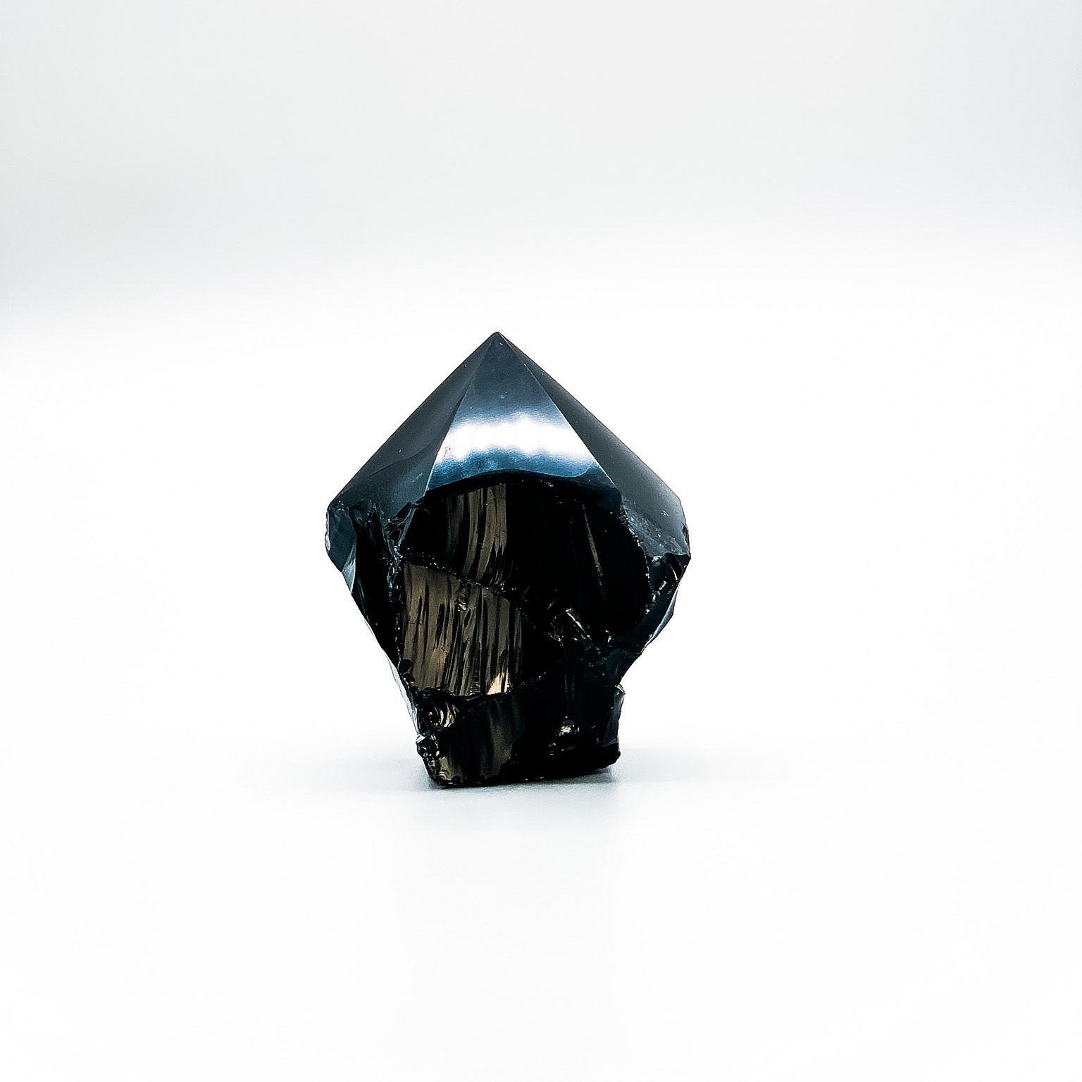 Black Obsidian Crystal Point, Generator Point, Rough Base, Polished Point