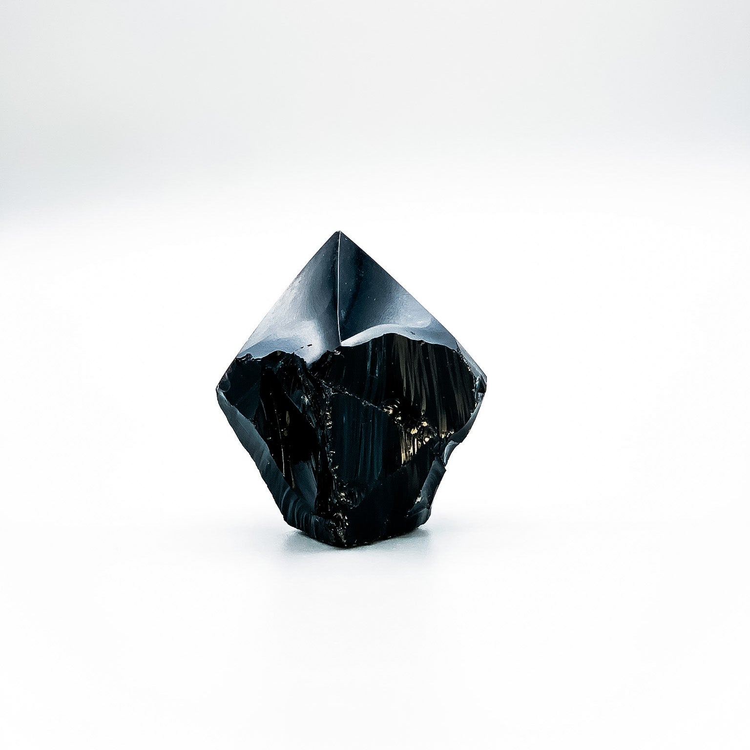 Black Obsidian Crystal Point, Generator Point, Rough Base, Polished Point
