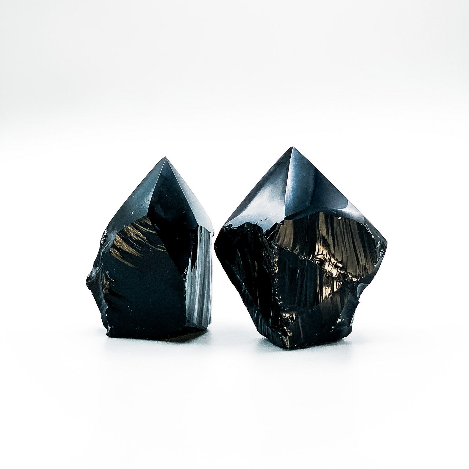 Black Obsidian Crystal Point, Generator Point, Rough Base, Polished Point