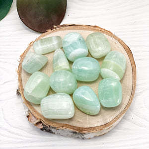 Caribbean, Pistachio, Green Calcite Tumbled Pocket Stone - Interiors in Balance