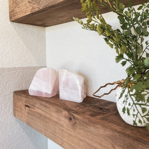 Rose Quartz Natural Bookends - INTERIORS IN BALANCE