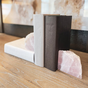 Rose Quartz Natural Bookends - INTERIORS IN BALANCE