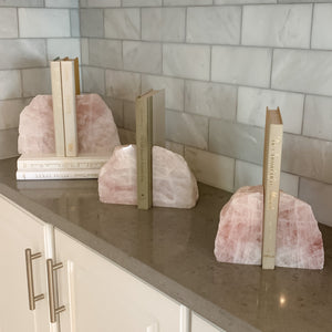 Rose Quartz Natural Bookends - INTERIORS IN BALANCE