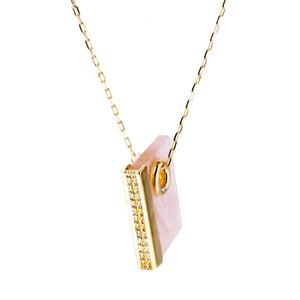 Rose Quartz Rectangle Pendant Necklace