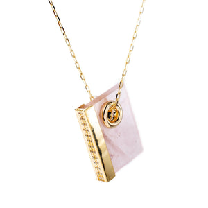 Rose Quartz Rectangle Pendant Necklace