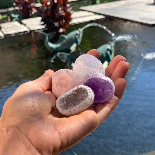 4 Seer Stones: Rose, Smokey, Crystal Quartz, Amethyst