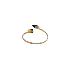 Black Tourmaline and Gold Dipped Bangle Bracelet