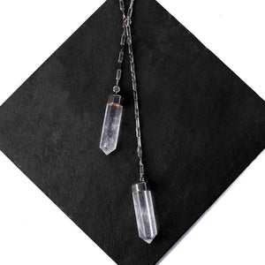 Double Point Clear Quartz Necklace