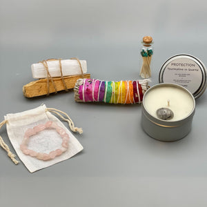 Rose Quartz Gift Box, Tourmaline Quartz Candle, Crystal Gift Set