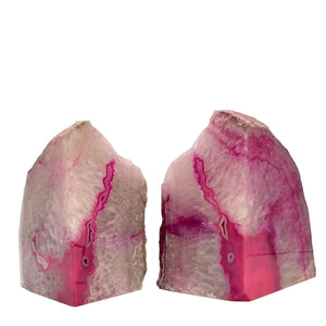 Agate Bookends in Bright Pink | Extra Large: Weighs Over 12 Pounds