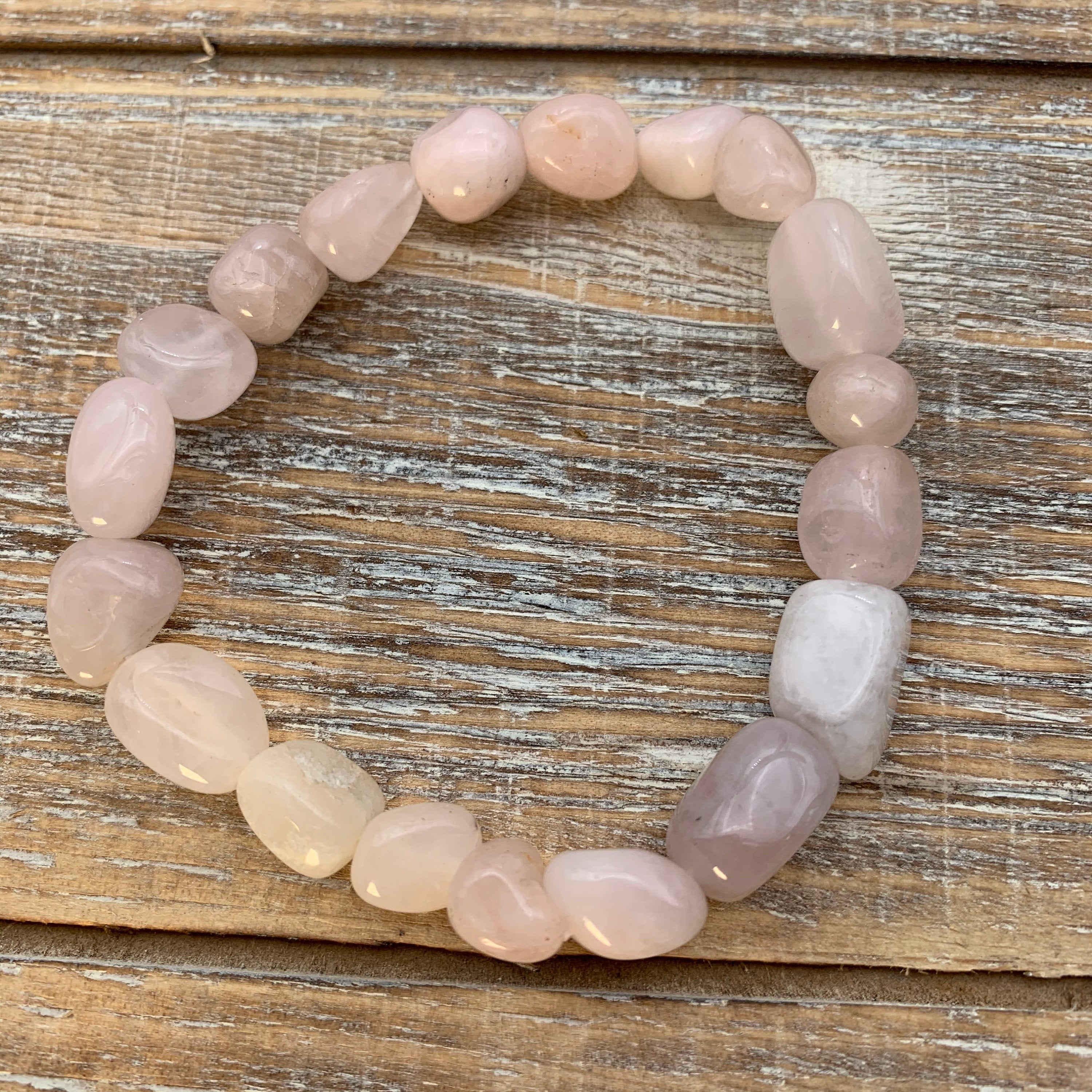 Rose Quartz Chakra Boho Stretch Bracelet - Interiors in Balance