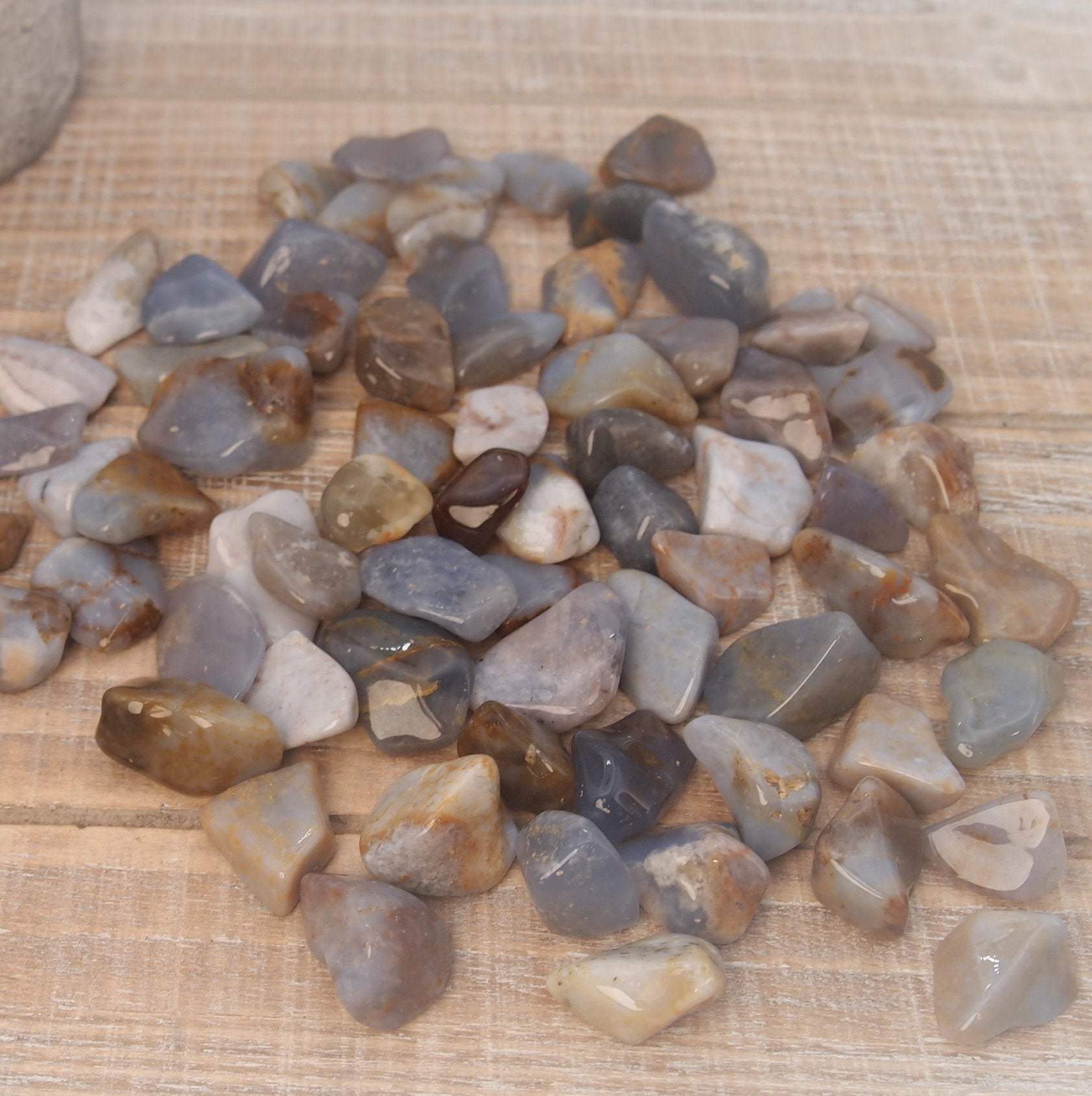 Blue Chalcedony, Demure Crystal, Tumbled Nugget (3 Stones Per Order) - Interiors in Balance