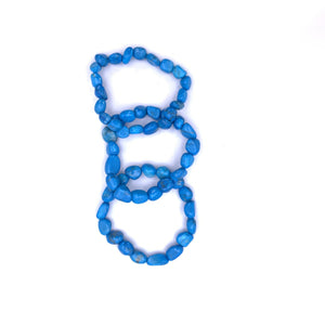 Blue Howlite Gemstone Tumbled Stone Bracelet | Stretch | Turquoise Colered Dyed - Interiors in Balance