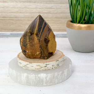 Tiger’s Eye Crystal Rough Polished Point Energy Generator - Interiors in Balance