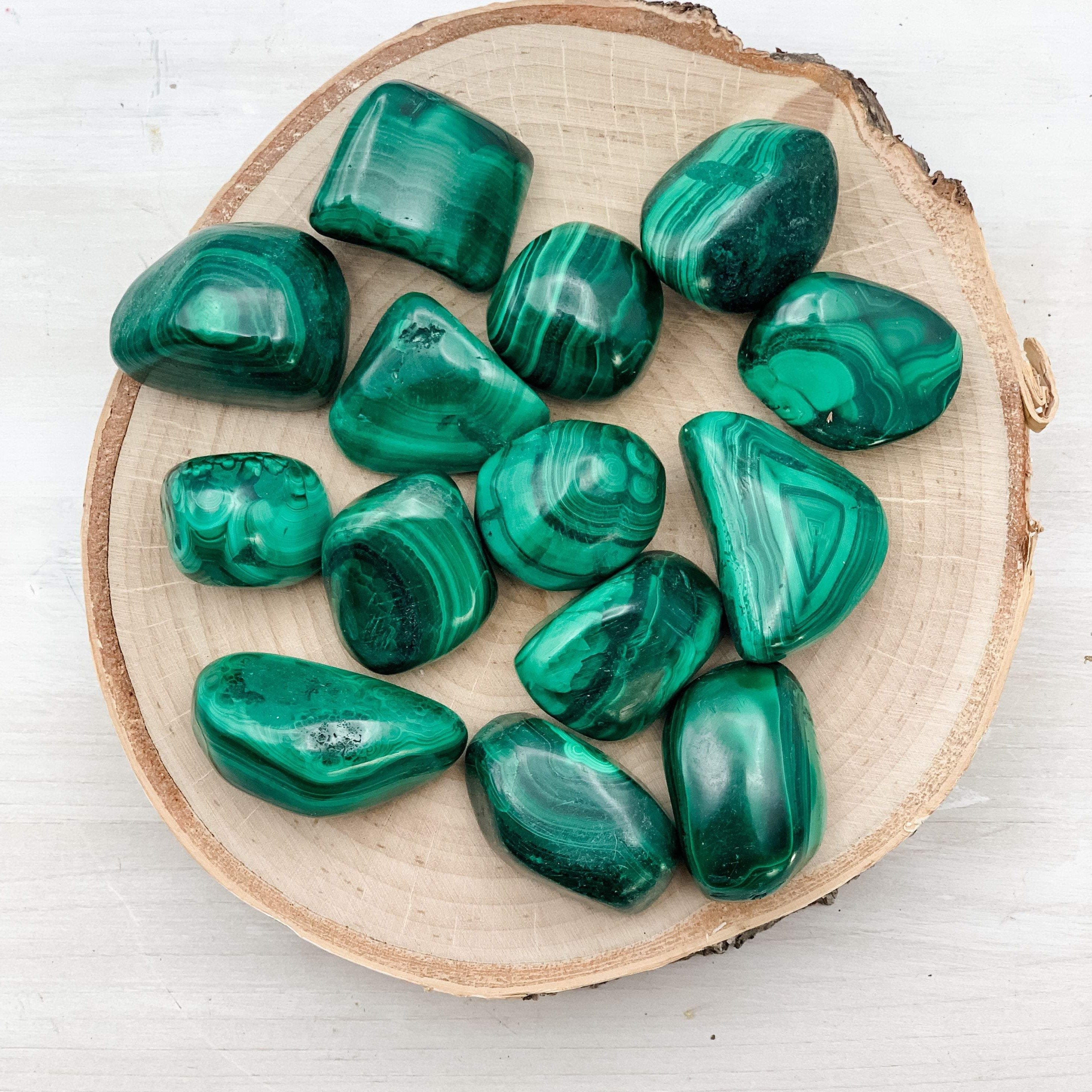 Malachite African Polished Tumbled Stone (1 Per Order) - Interiors in Balance