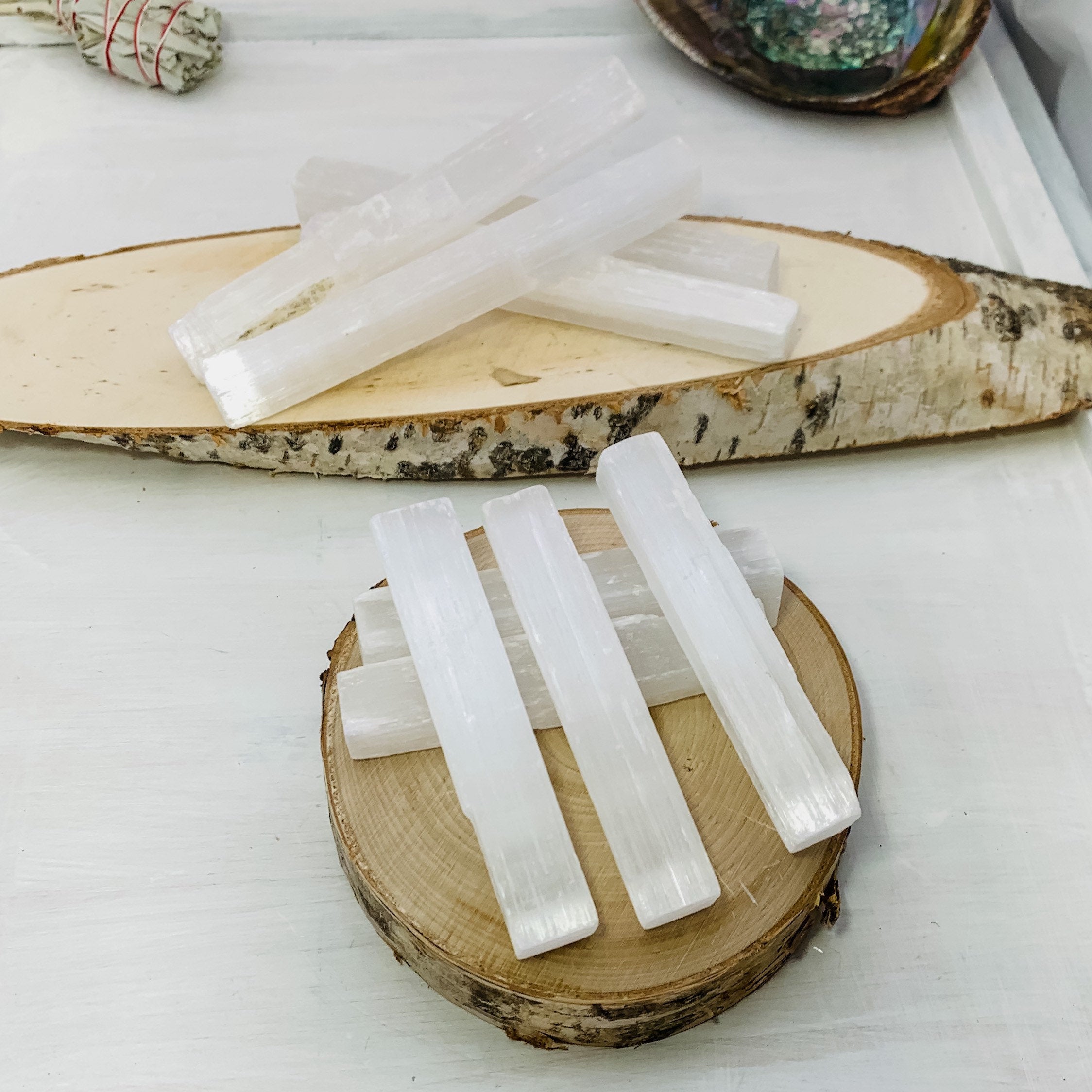 Selenite Stick, Selenite Wand with Size Options - Interiors in Balance