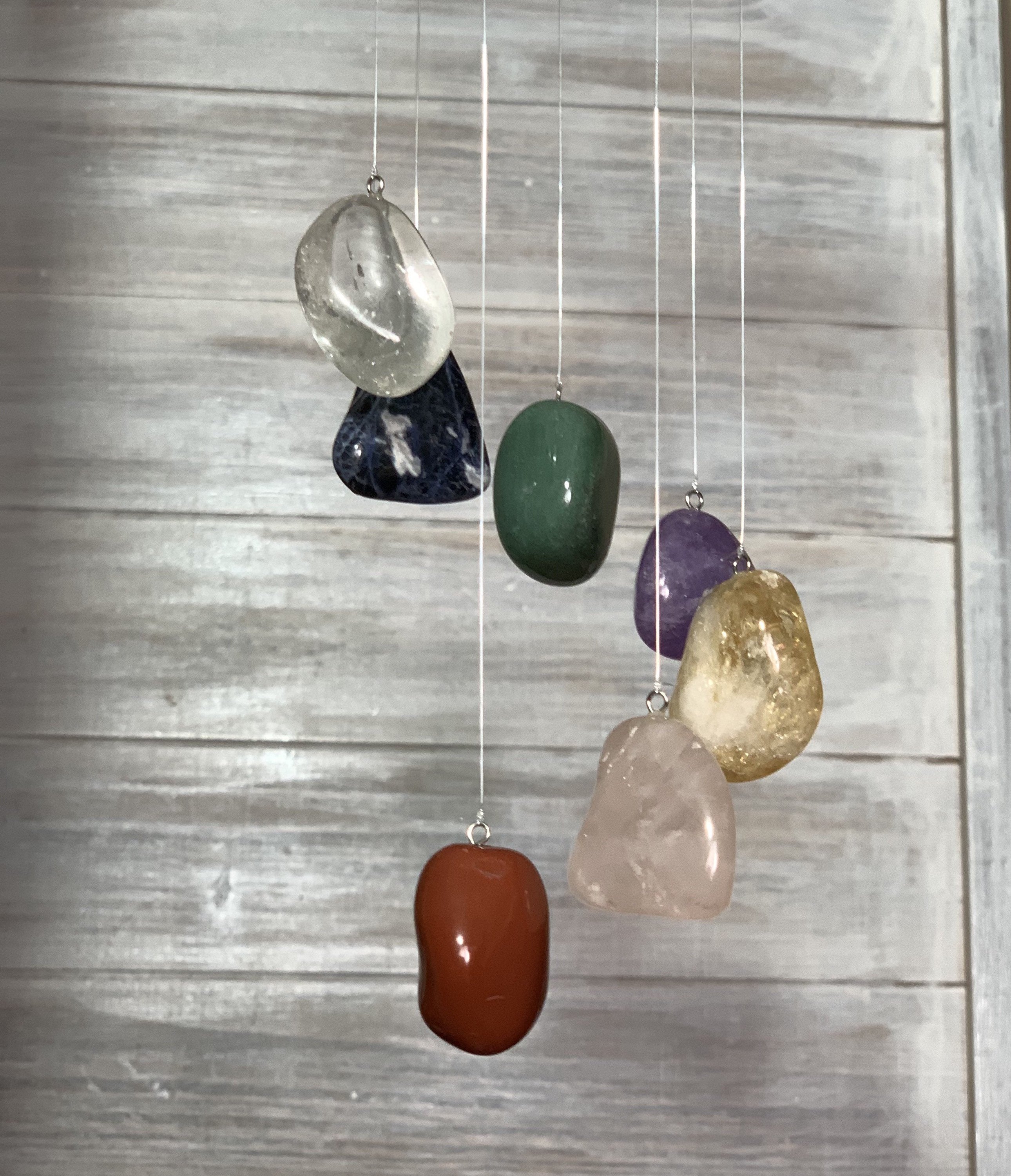 Chakra Stone Mobile, Crystal Wind Chime for Indoor Display - Interiors in Balance