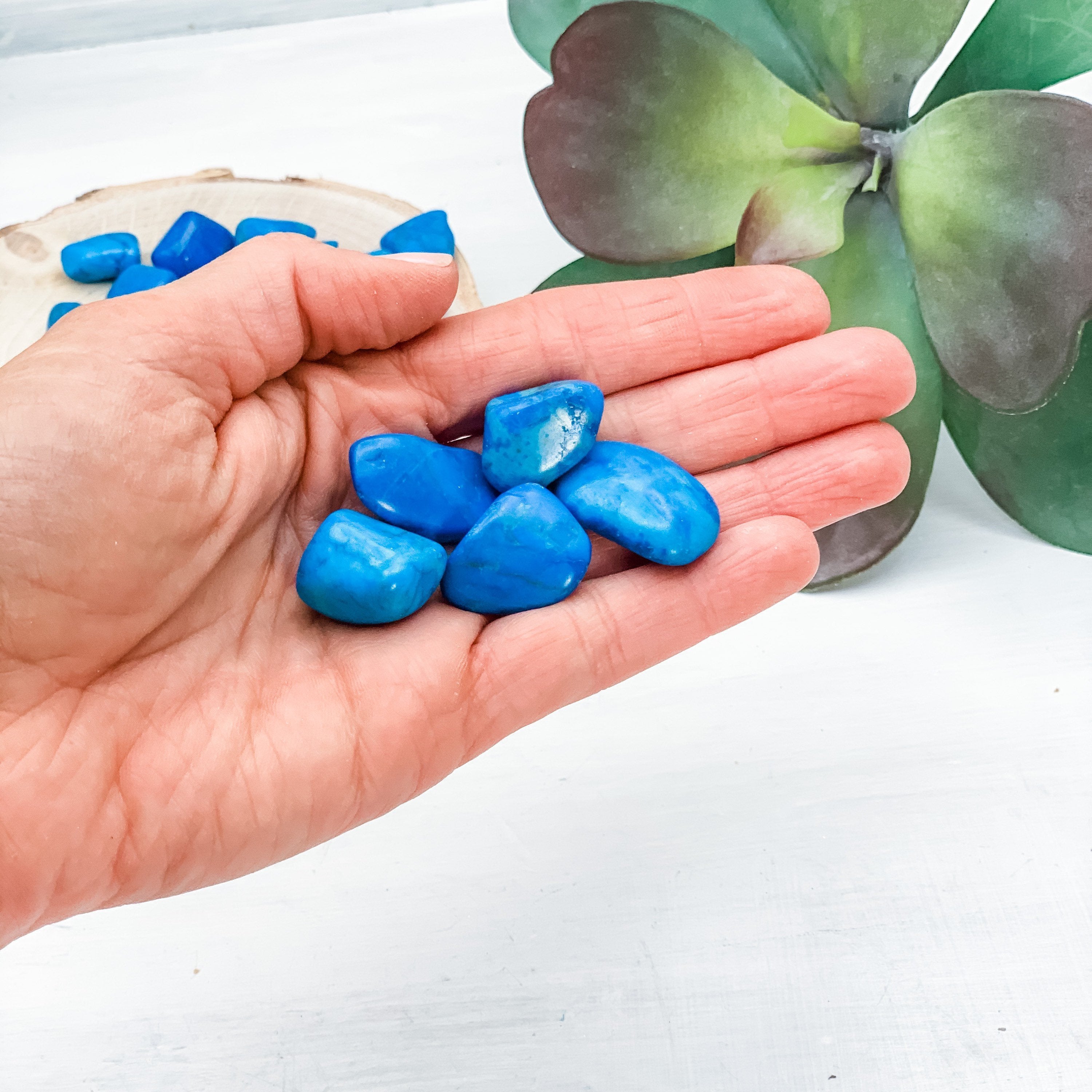 Blue Howlite Tumbled Polished Pocket Stone - 1 Per Order - Interiors in Balance